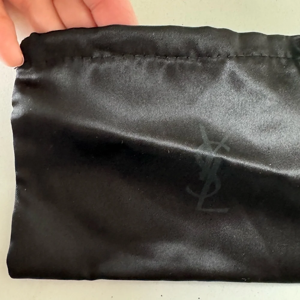 Yves Saint Laurent Black Satin Cosmetic Cover Open Slot Pouch